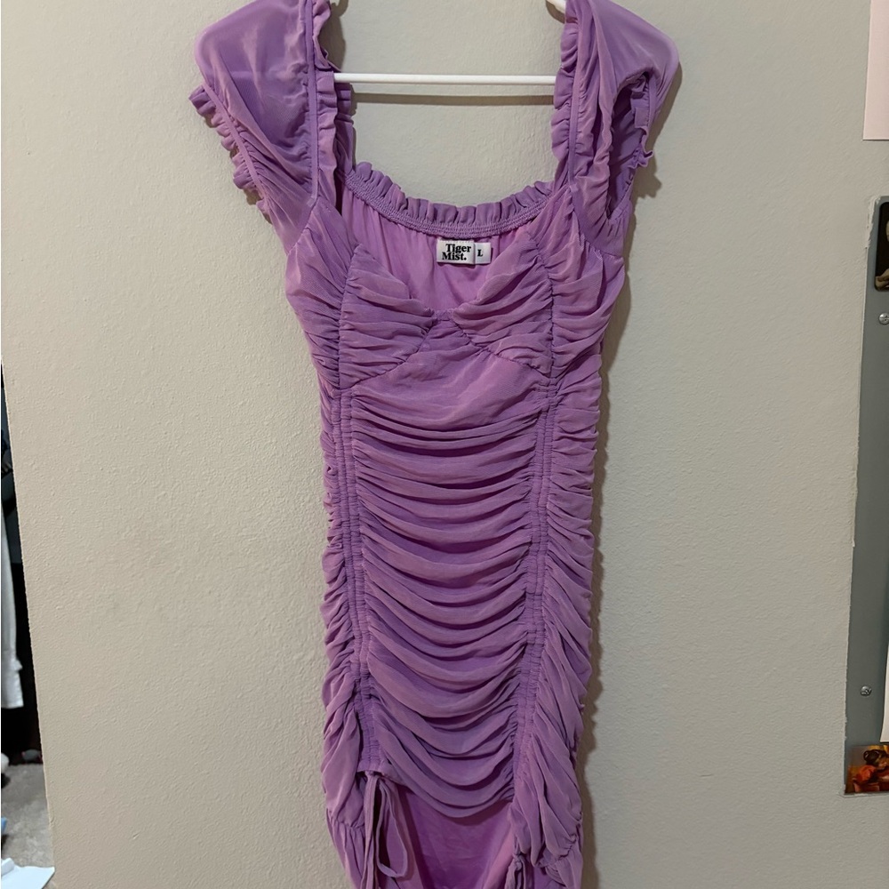 Tiger Mist Purple Ruched Dress